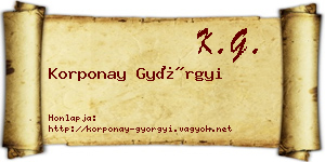 Korponay Györgyi névjegykártya